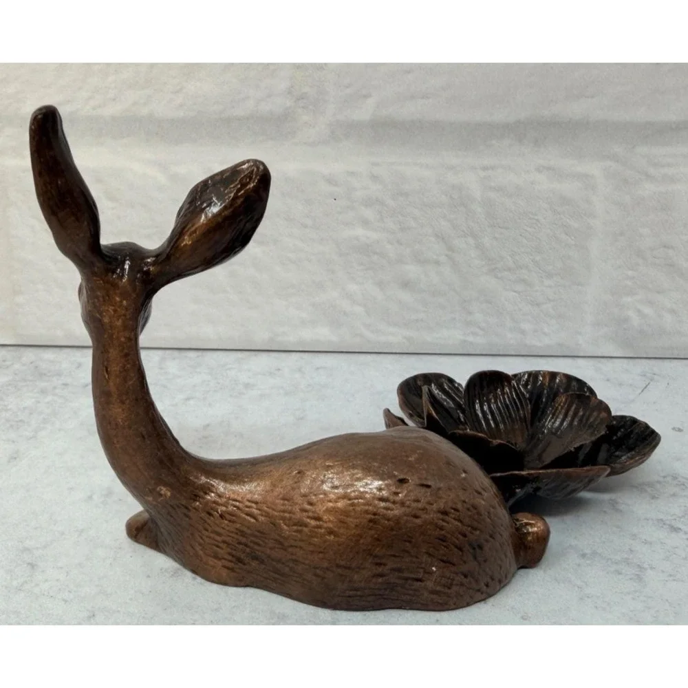 Bronze Deer Sphere Stand Small Crystal Ball Holder Spirit Animal Doe Altar Decor